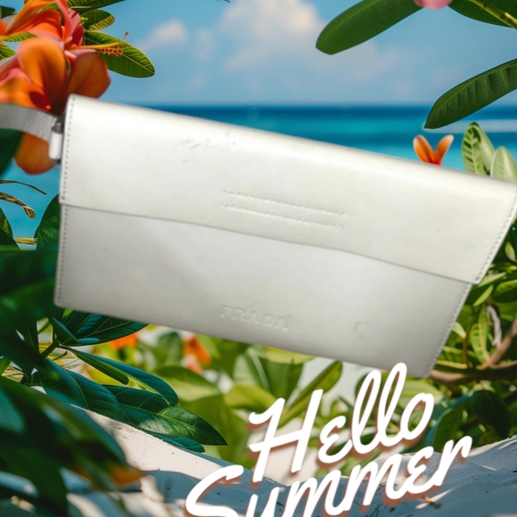 PRADA leather tote w/detachable pouch in Off white-cream color Pre-loved EUC - Picture 6 of 8